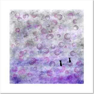 Wall of purple bubbles Posters and Art